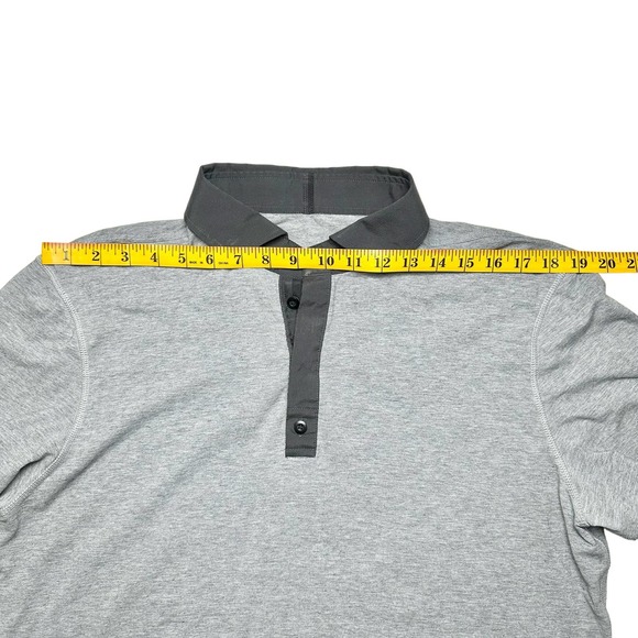 Lululemon | Men | Heather Gray Post Practice Contrast Polo Shirt | Size Large - Picture 4 of 11